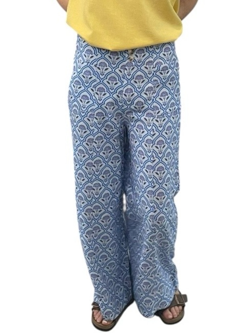 Blue Printed Wide Leg Pant - Picture 4 of 4